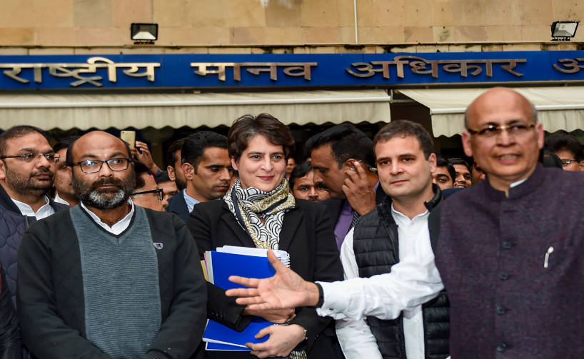 rahul and priyanka moves to nhrc over alleged human rights violation during caa protest in up 