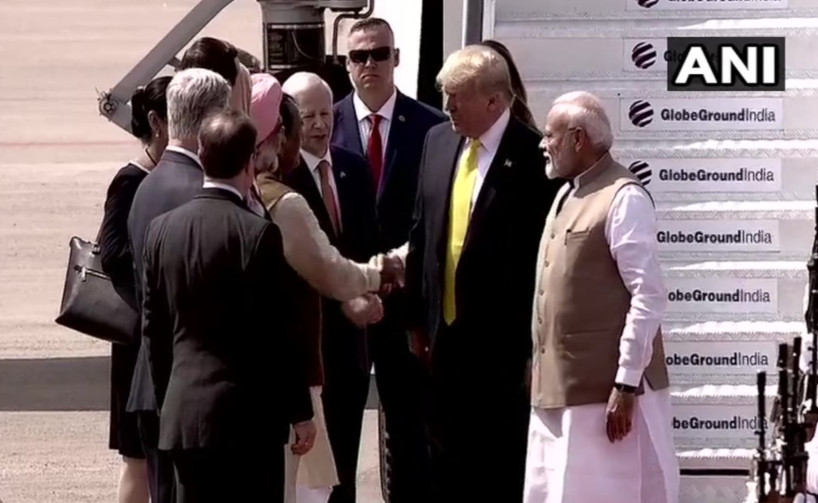 for Namaste Trump event US president arrives in Ahmedabad